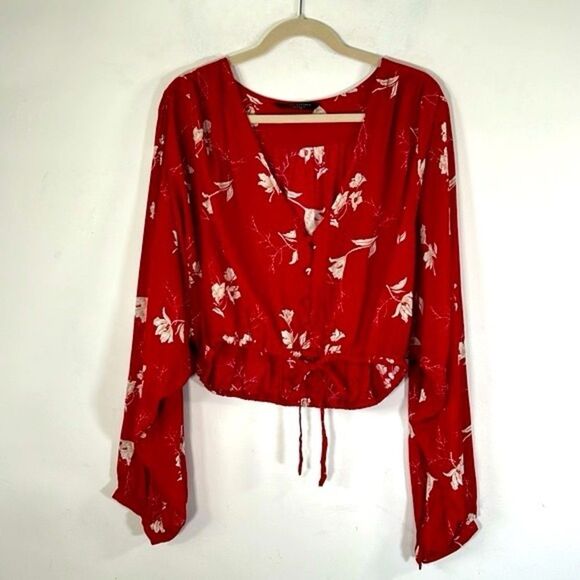 knot sisters Tops - Knot Sisters Red Floral Blouse